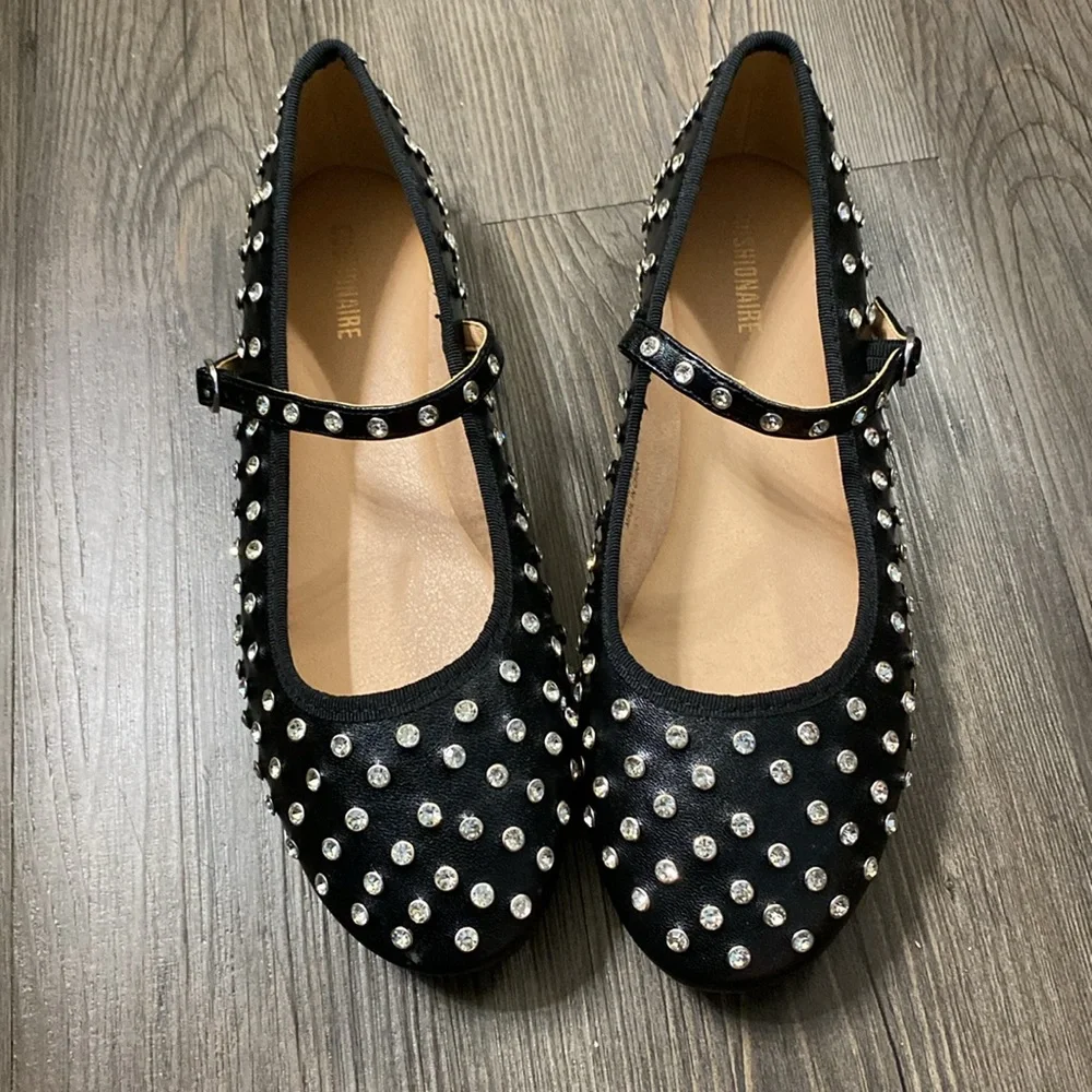 Cushionaire black and silver flash studded jewel Mary janes - Picture 2 of 8
